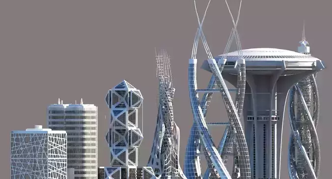 Futuristic Skyscrapers 3D model Futuristic Skyscrapers 3D model
