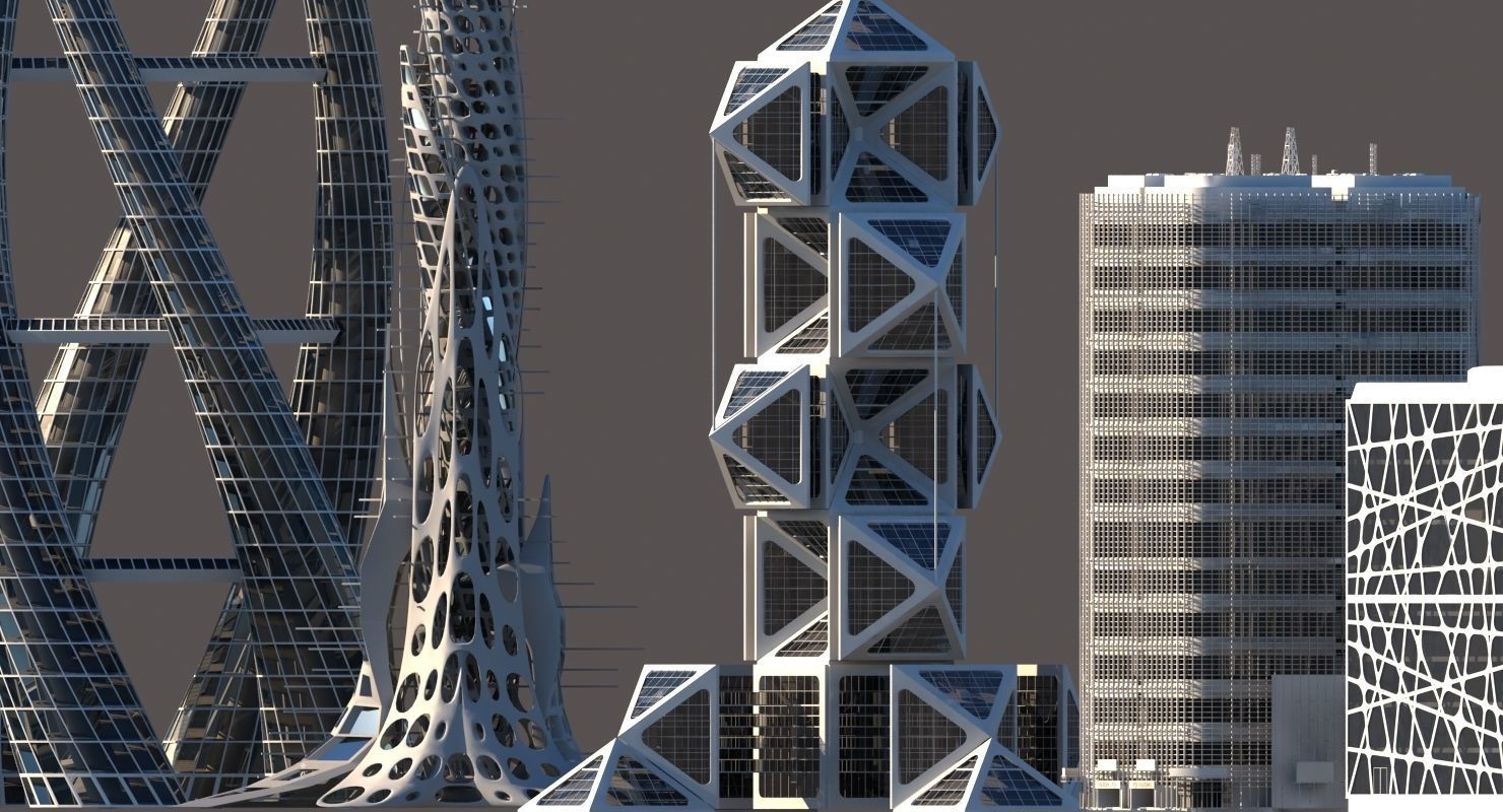 Futuristic Skyscrapers 3D model_6