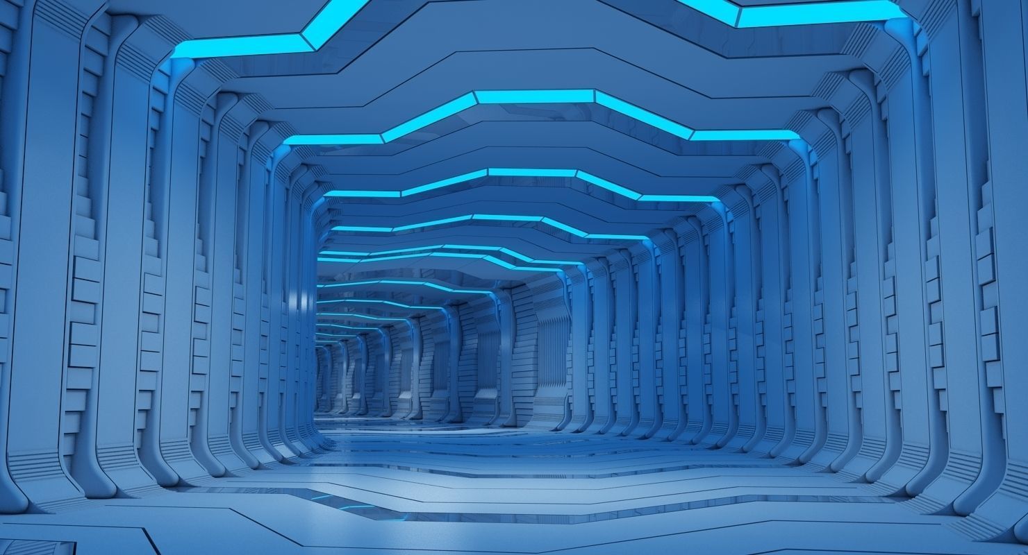 Futuristic Tunnel Animated 3D model_2