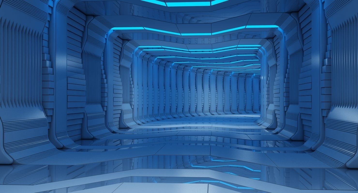 Futuristic Tunnel Animated 3D model_4