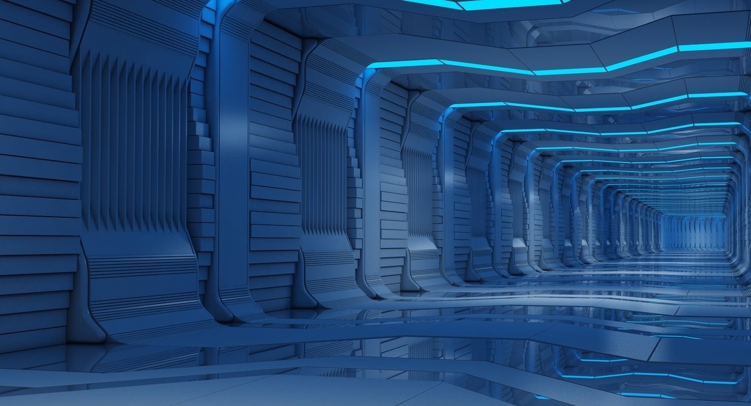 Futuristic Tunnel Animated 3D model_1