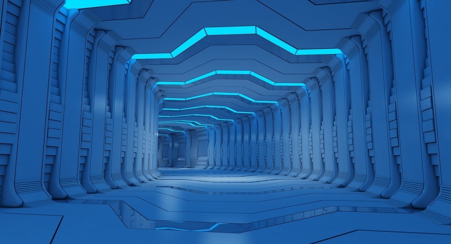 Futuristic Tunnel Animated 3D model_5