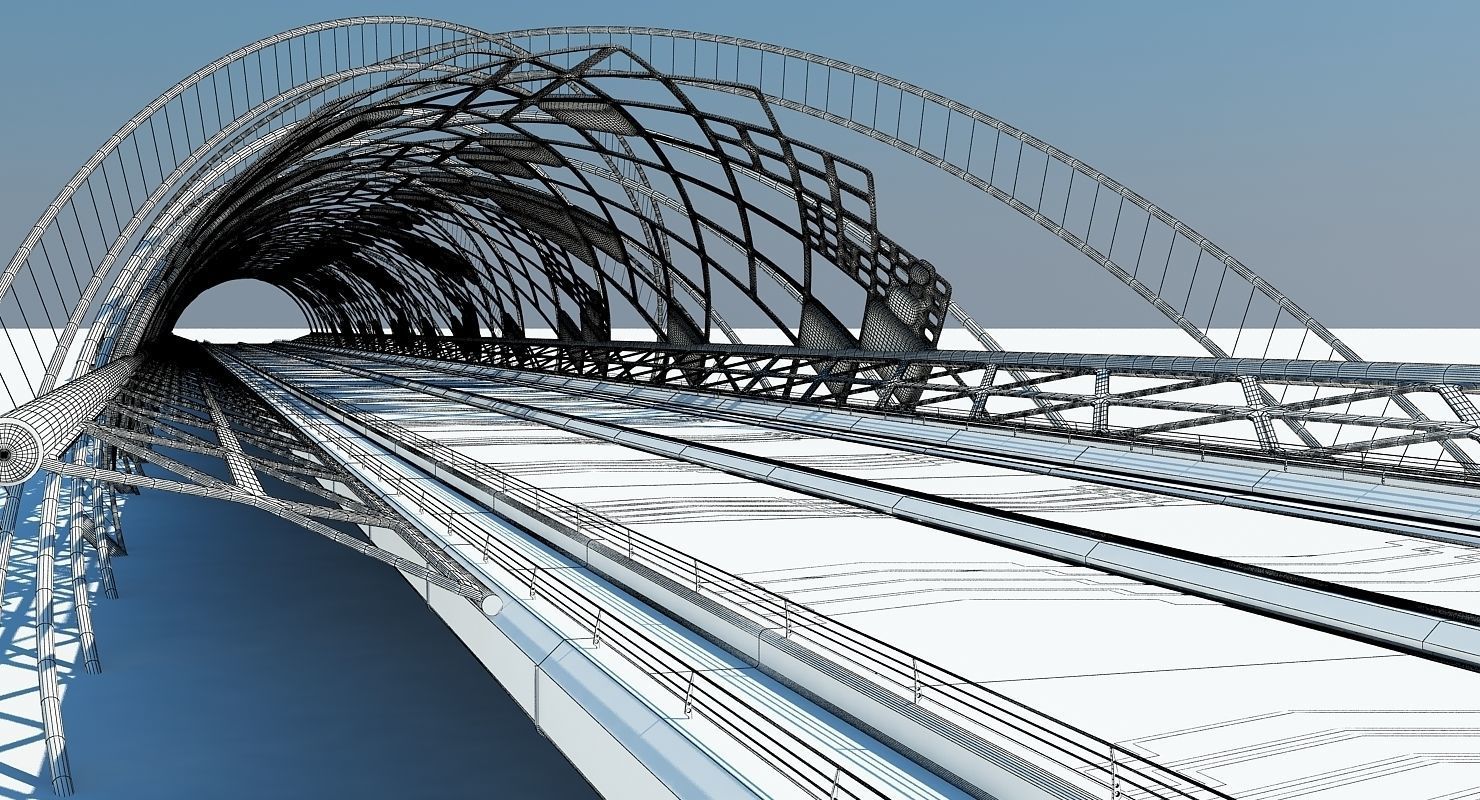 Futuristic Suspension Bridge 2 HD 3D model_19