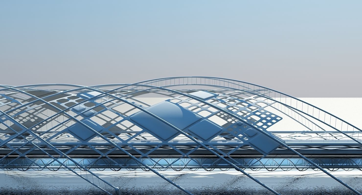 Futuristic Suspension Bridge 2 HD 3D model_9