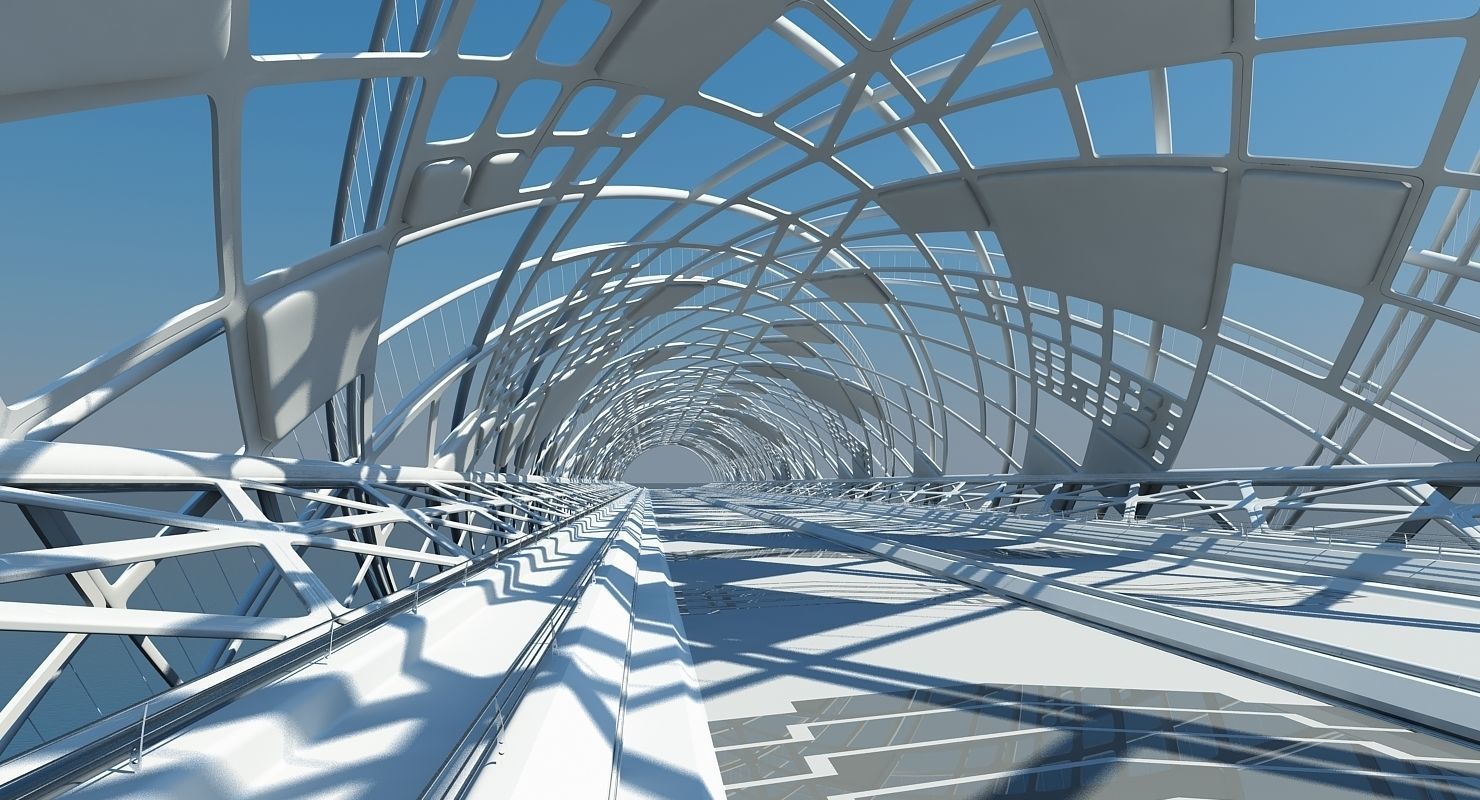 Futuristic Suspension Bridge 2 HD 3D model_6