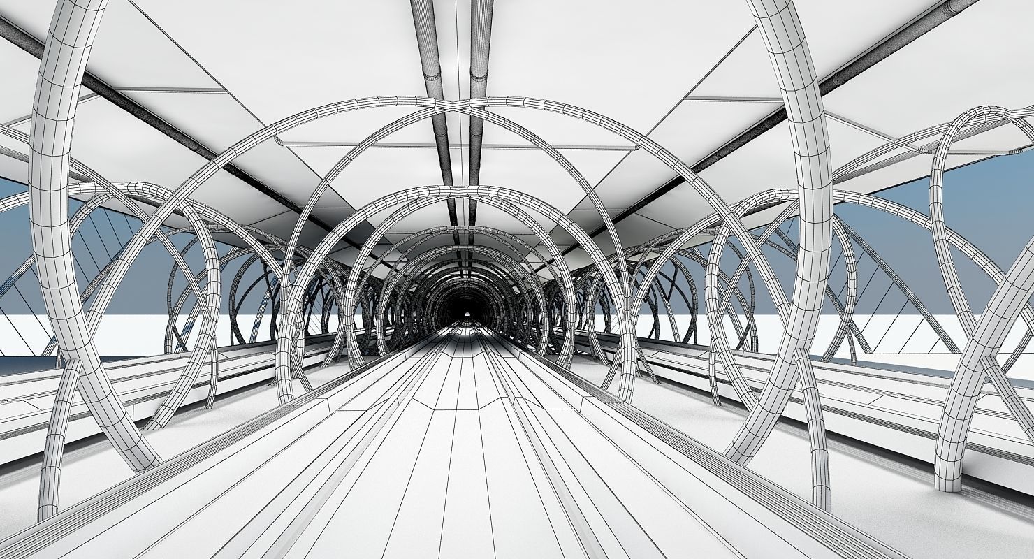 Futuristic Suspension Bridge 2 HD 3D model_20