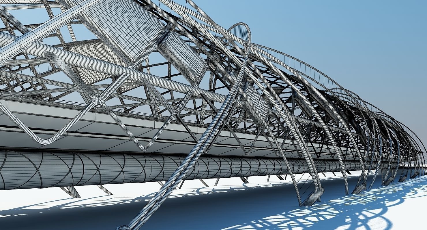 Futuristic Suspension Bridge 2 HD 3D model_18