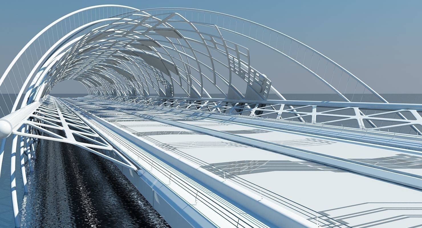 Futuristic Suspension Bridge 2 HD 3D model_3