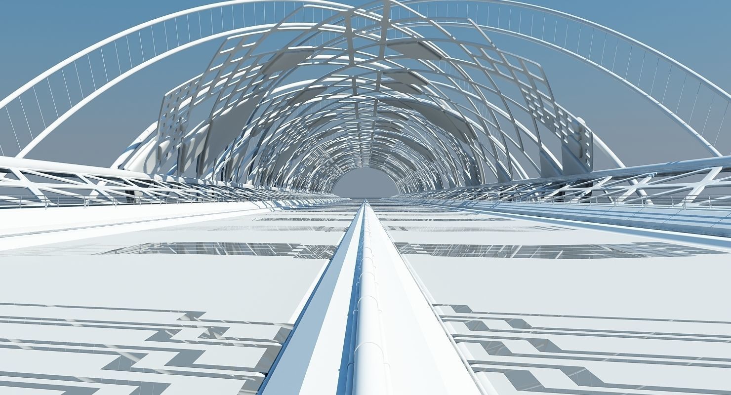 Futuristic Suspension Bridge 2 HD 3D model_15