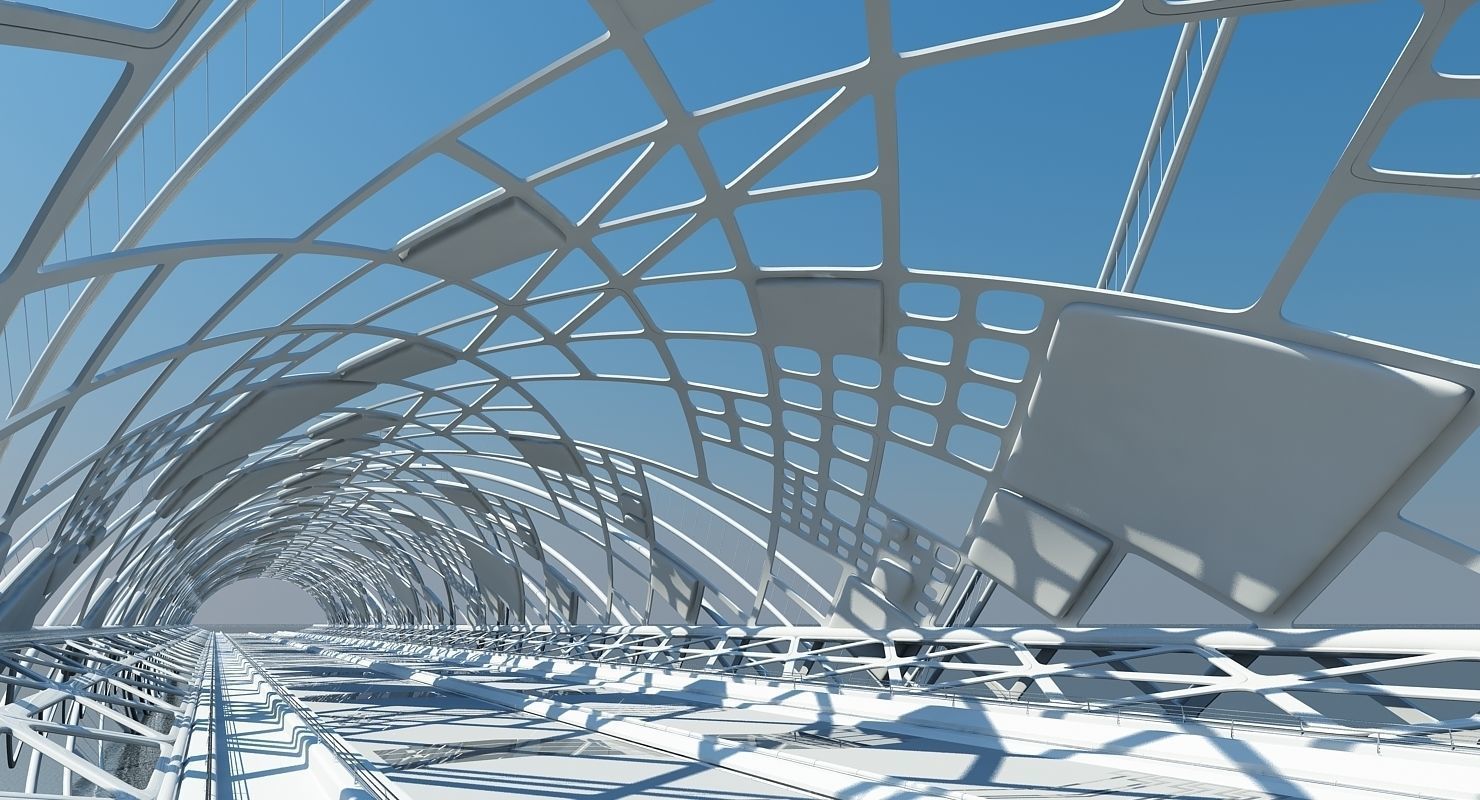 Futuristic Suspension Bridge 2 HD 3D model_7