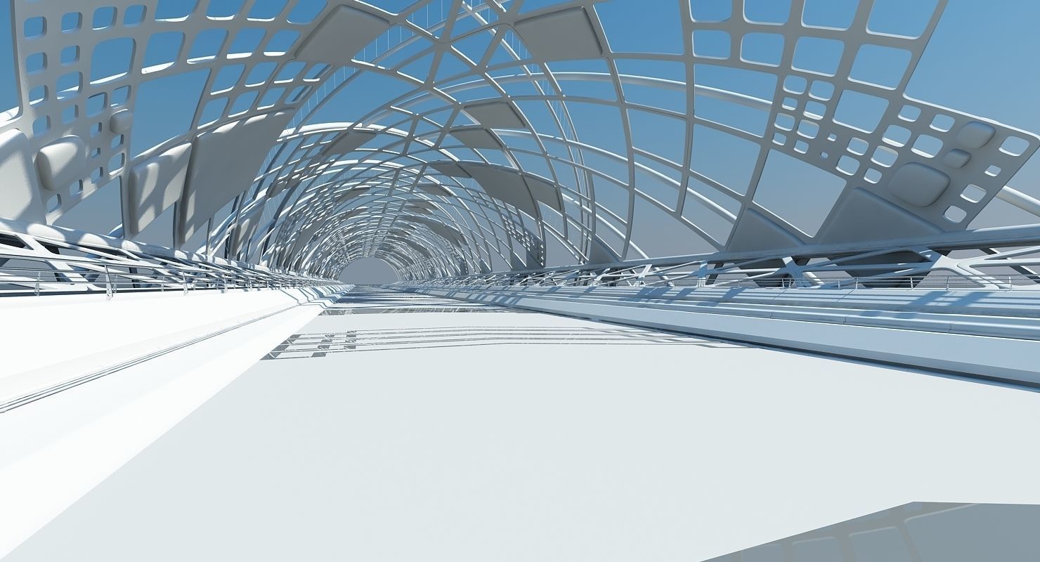 Futuristic Suspension Bridge 2 HD 3D model_5