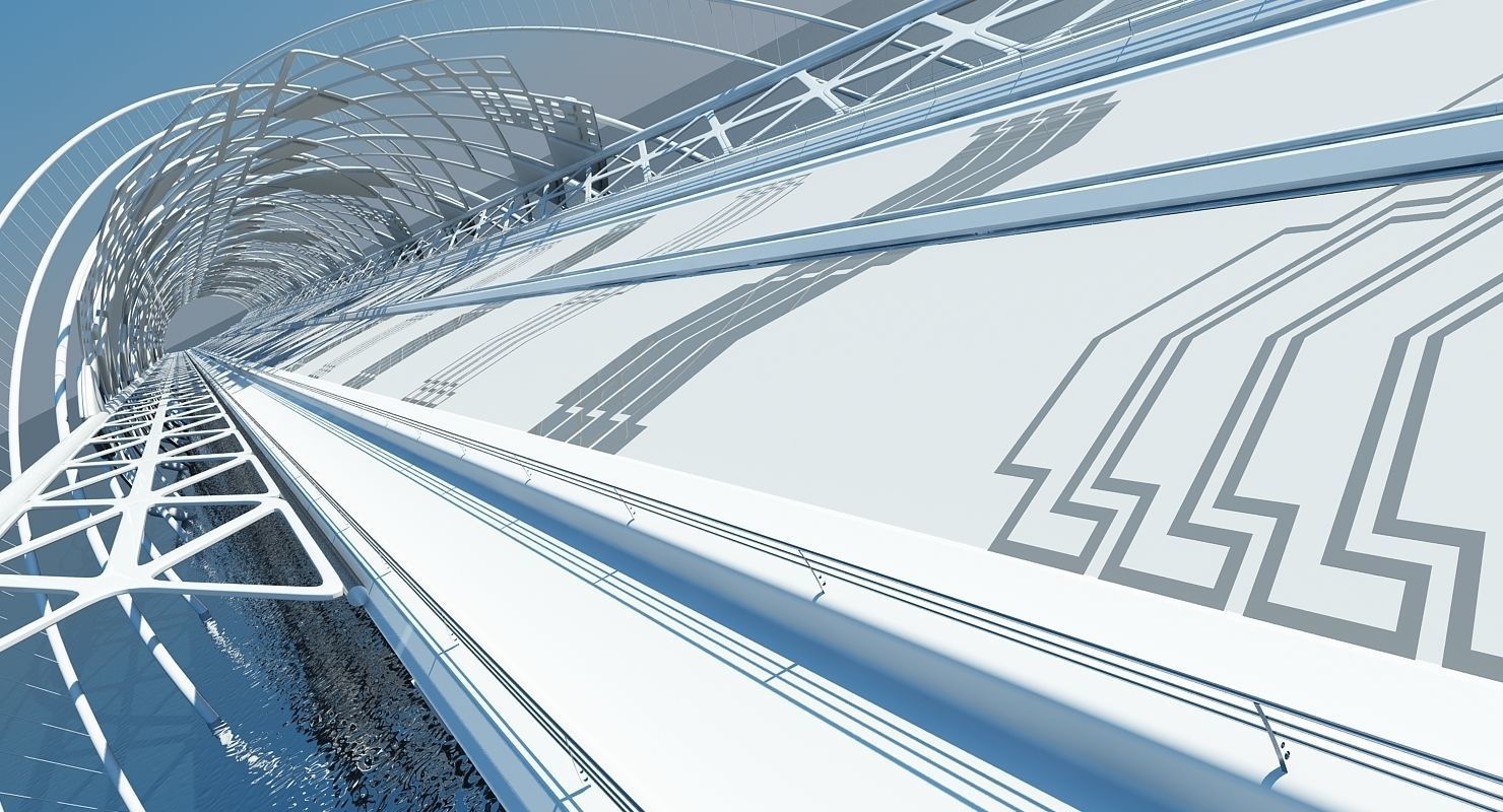 Futuristic Suspension Bridge 2 HD 3D model_10