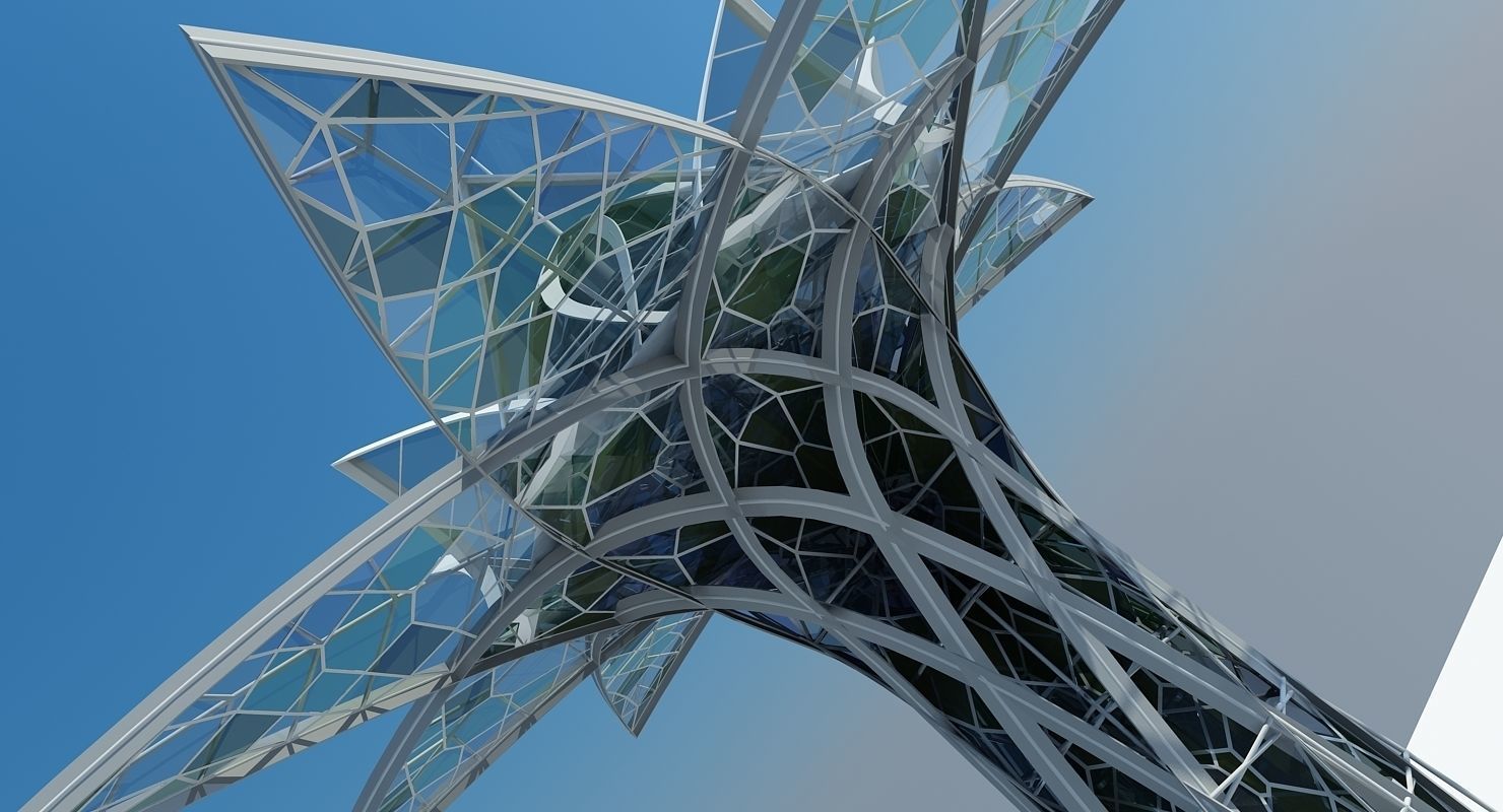 Futuristic Skyscraper 3D model_7