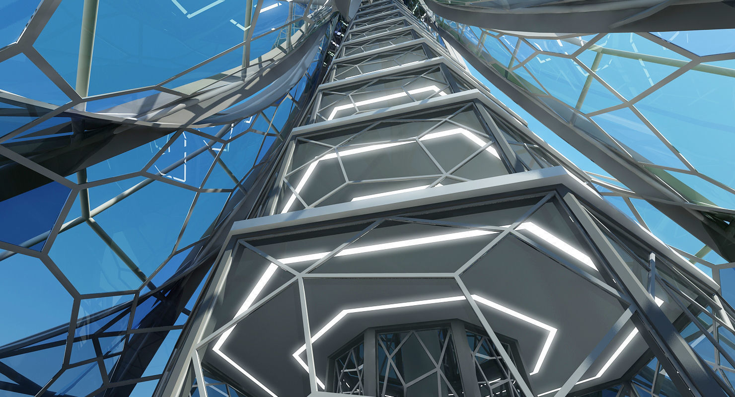 Futuristic Skyscraper 3D model_6