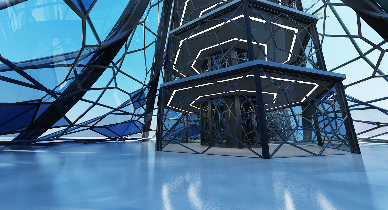 Futuristic Skyscraper 3D model_1