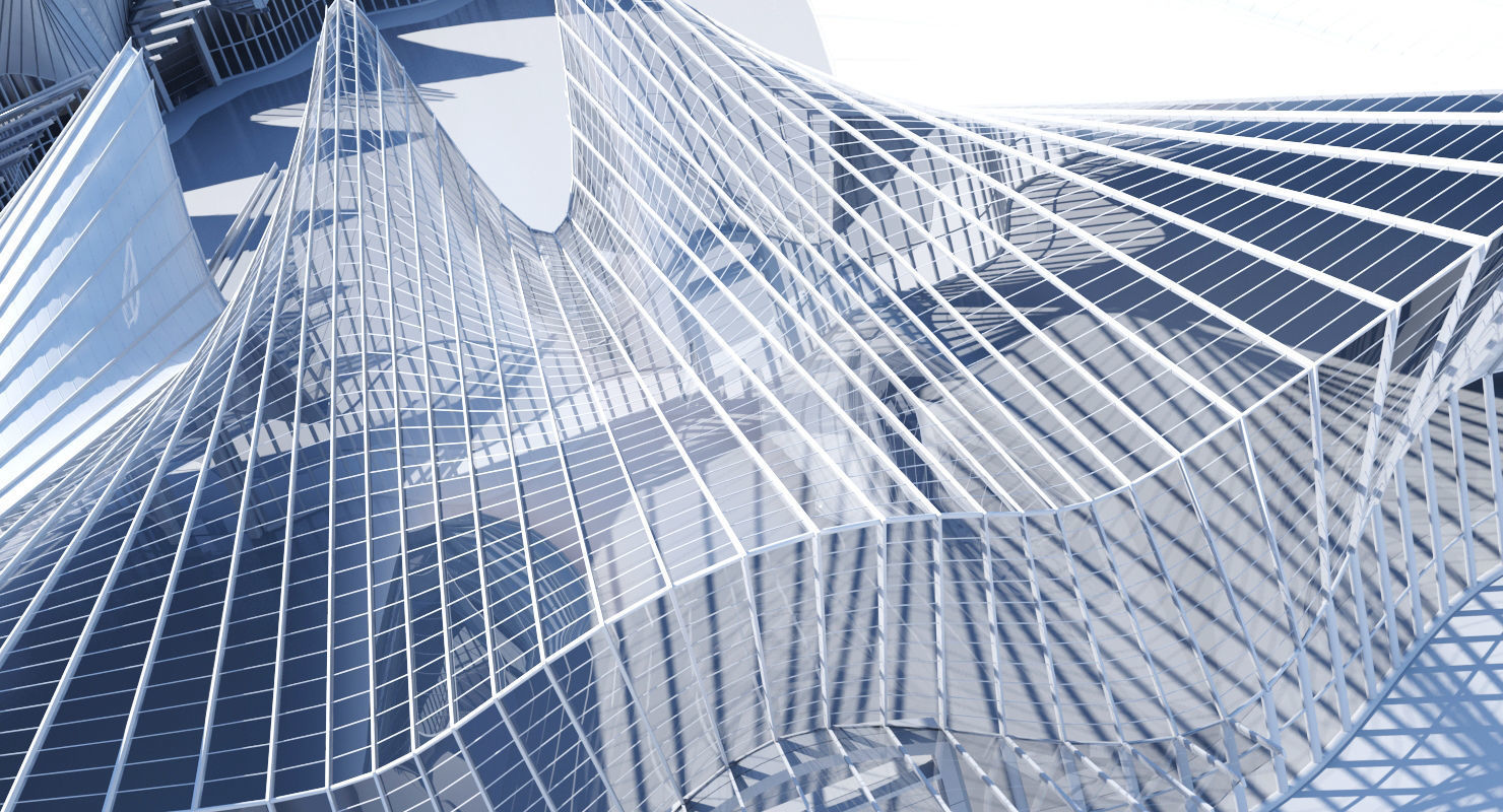 Futuristic Architectural Interior Structure 3D model_2