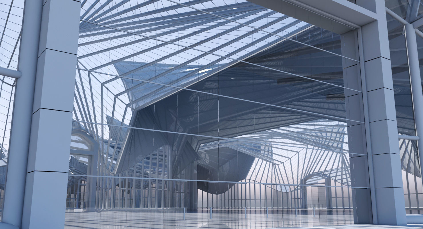 Futuristic Architectural Interior Structure 3D model_8