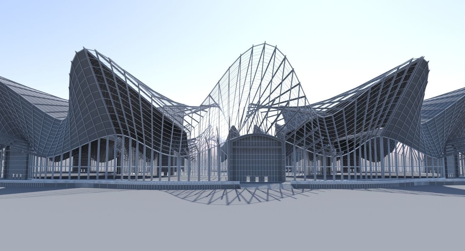 Futuristic Architectural Interior Structure 3D model_12