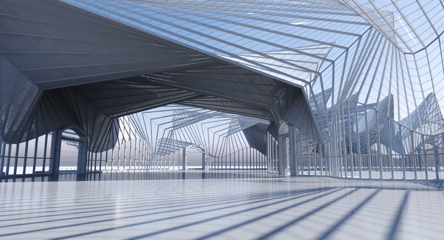 Futuristic Architectural Interior Structure 3D model_6