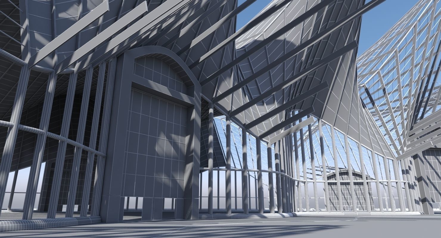 Futuristic Architectural Interior Structure 3D model_13