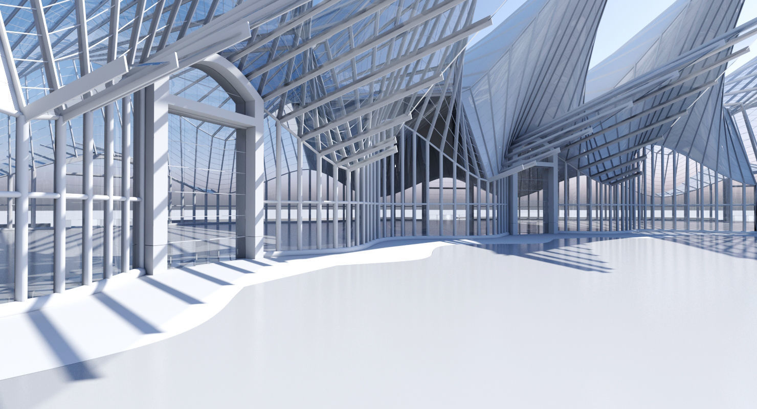 Futuristic Architectural Interior Structure 3D model_5