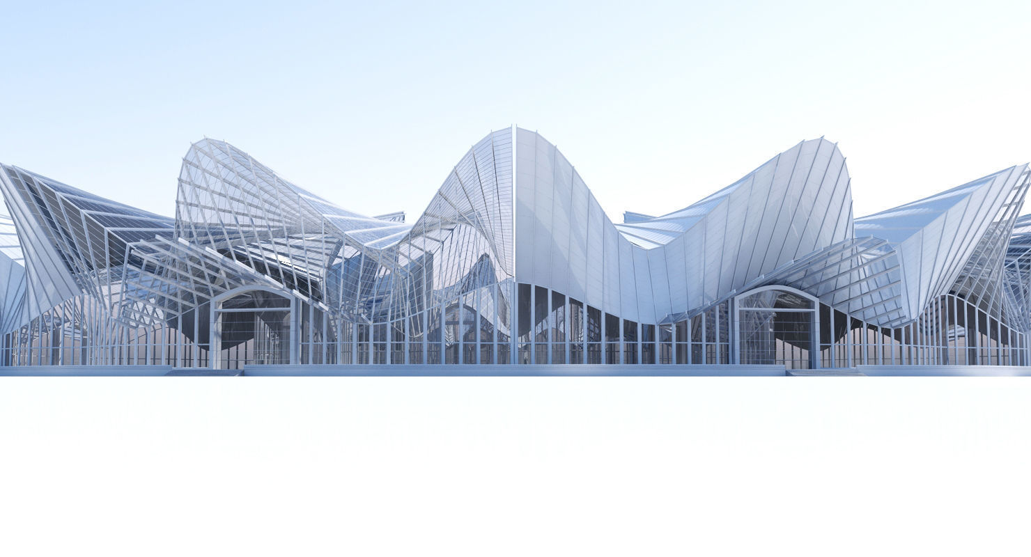 Futuristic Architectural Interior Structure 3D model_11