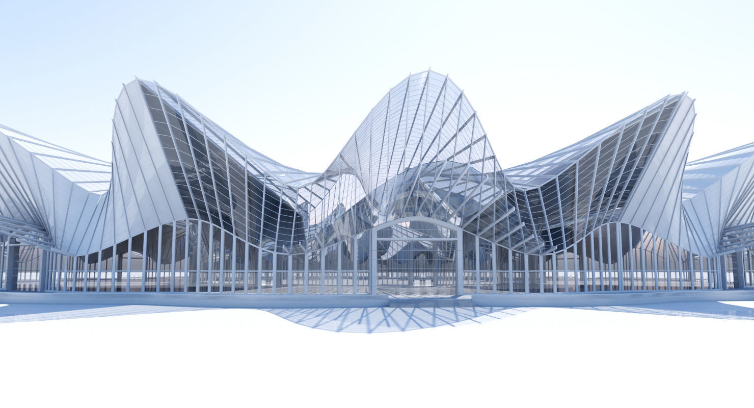 Futuristic Architectural Interior Structure 3D model_3