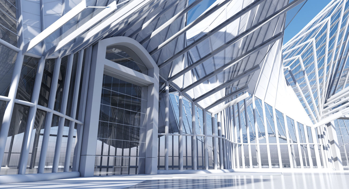 Futuristic Architectural Interior Structure 3D model_4