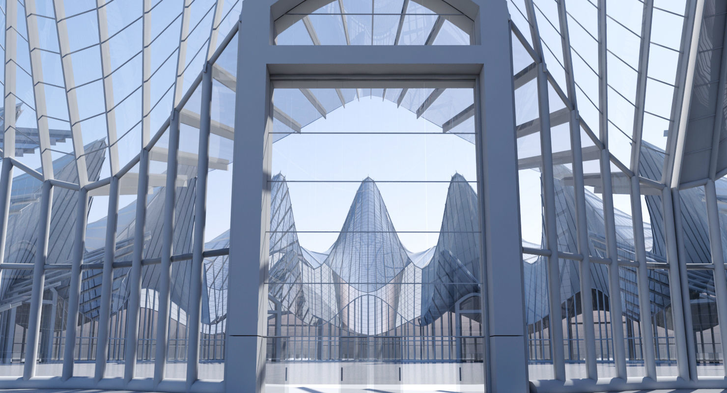 Futuristic Architectural Interior Structure 3D model_10