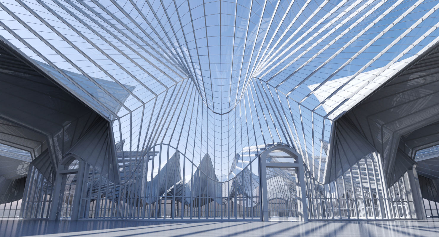 Futuristic Architectural Interior Structure 3D model_7