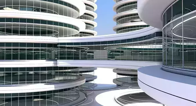 Futuristic Building 101 3D model Futuristic Building 101 3D model
