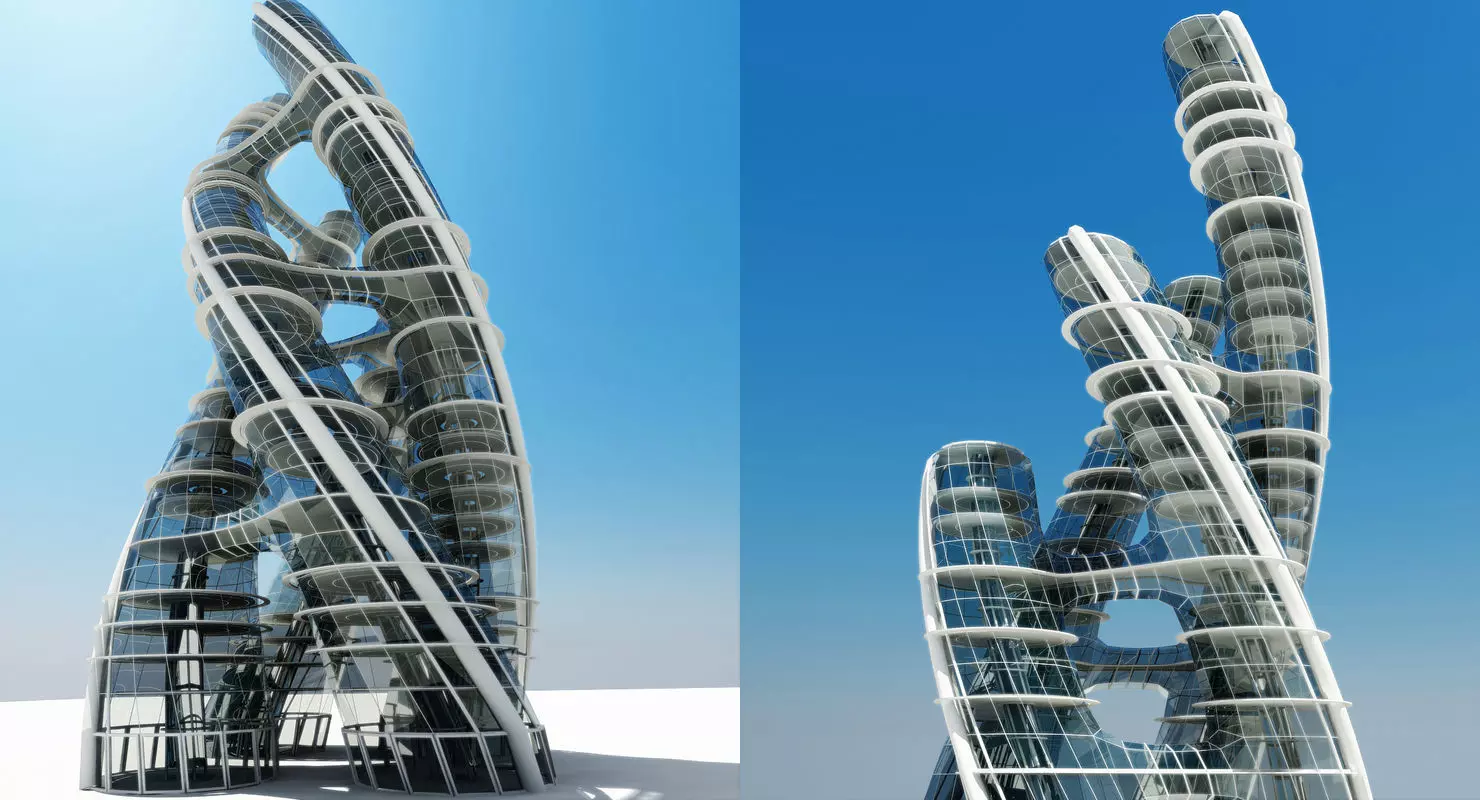 Futuristic Skyscraper 3D model_0