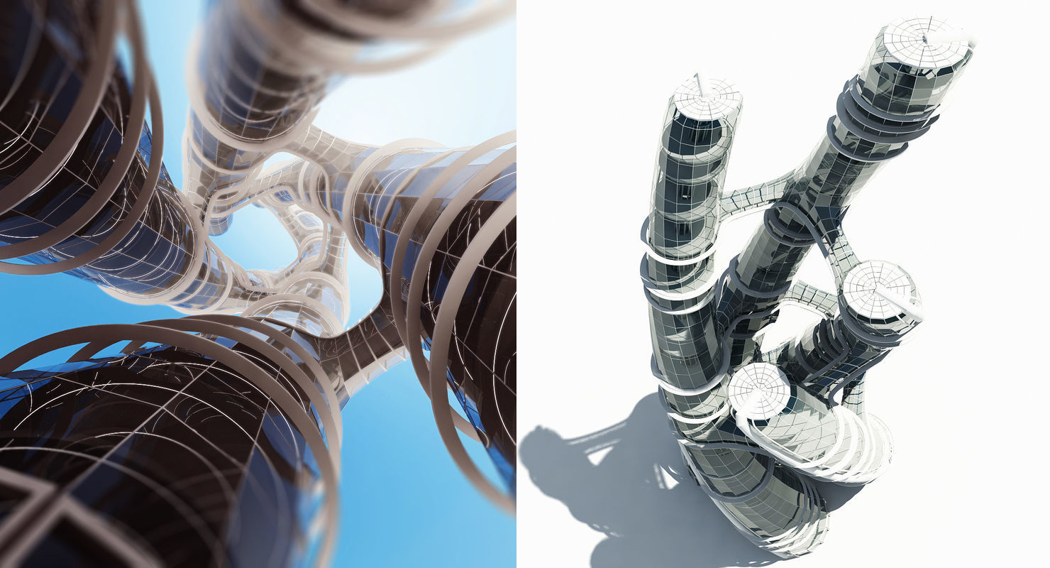 Futuristic Skyscraper 3D model_2