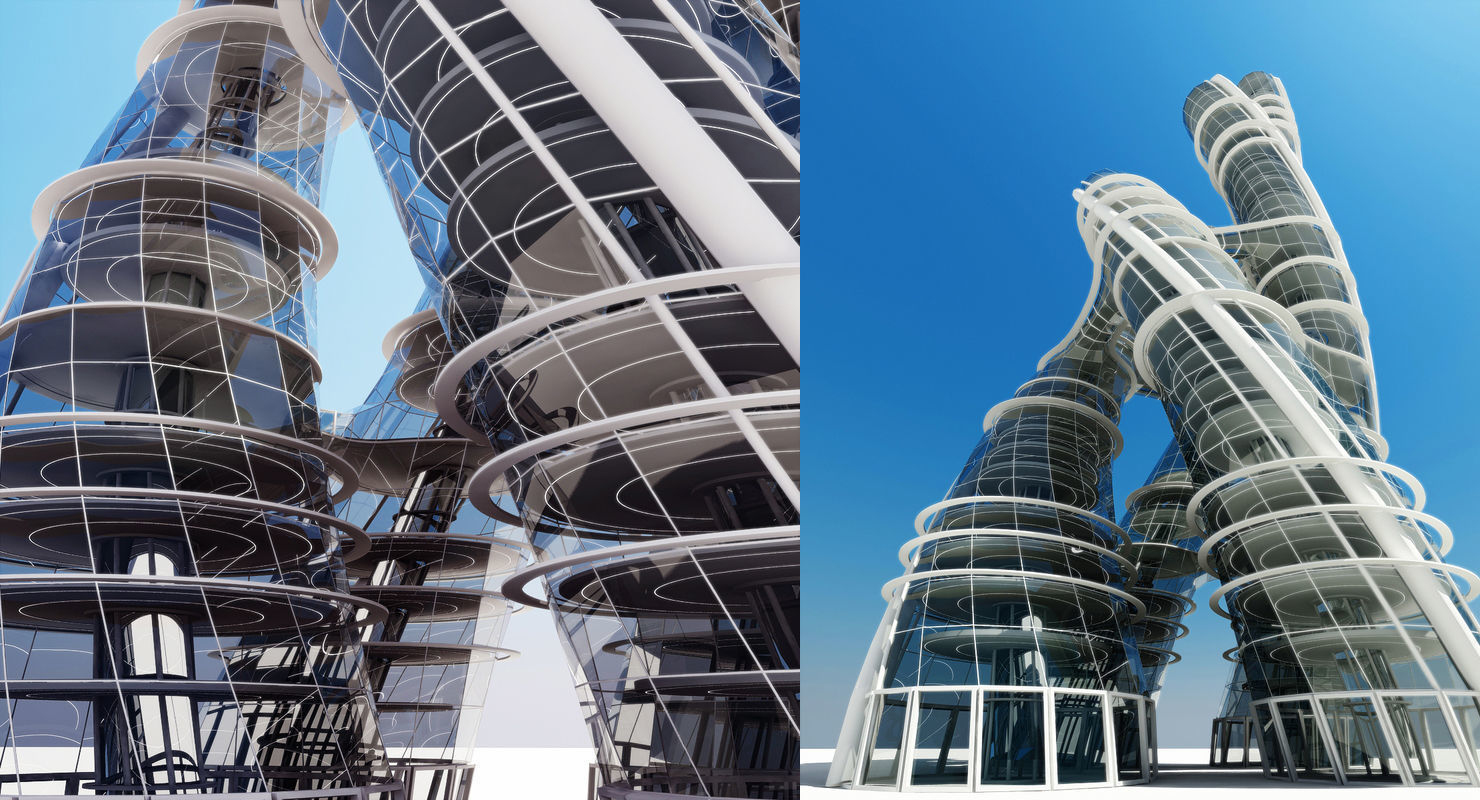 Futuristic Skyscraper 3D model_3