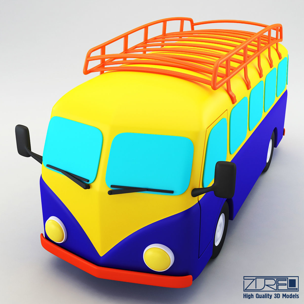 Toy Retro Bus 3D model_2