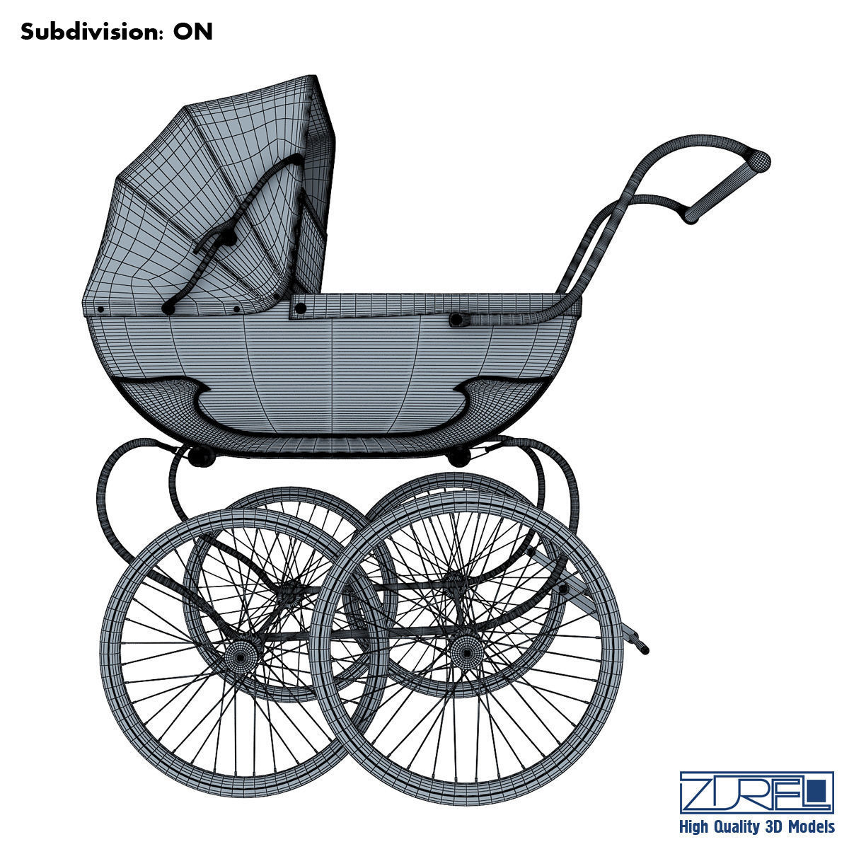 Pram retro 3D model_11