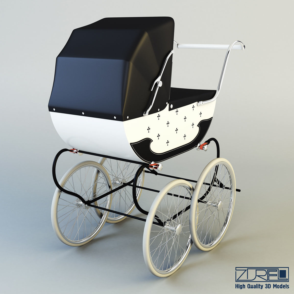 Pram retro 3D model_1