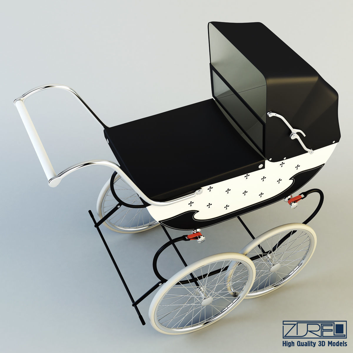 Pram retro 3D model_4