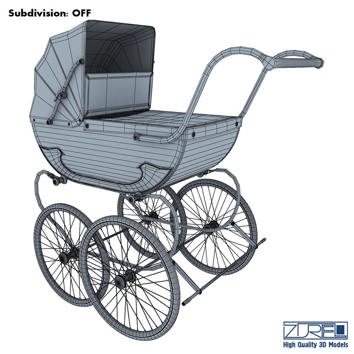 Pram retro 3D model_8