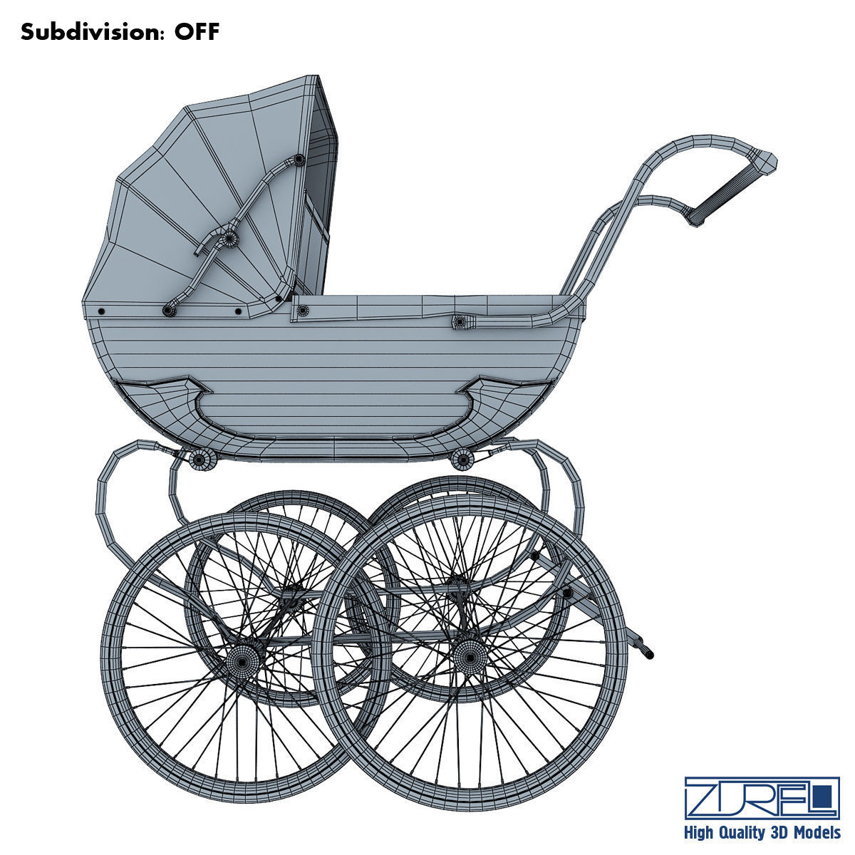 Pram retro 3D model_12