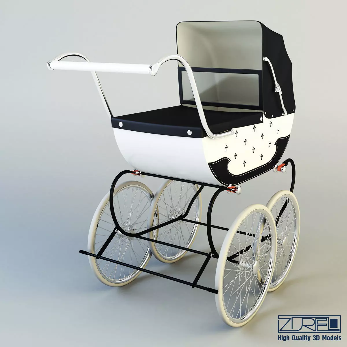 Pram retro 3D model_0