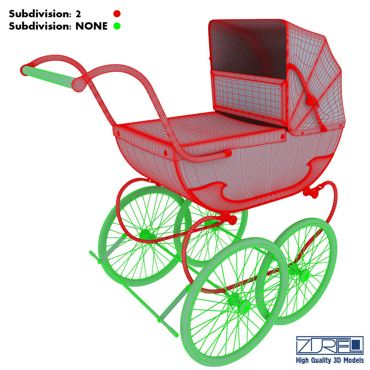 Pram retro 3D model_31