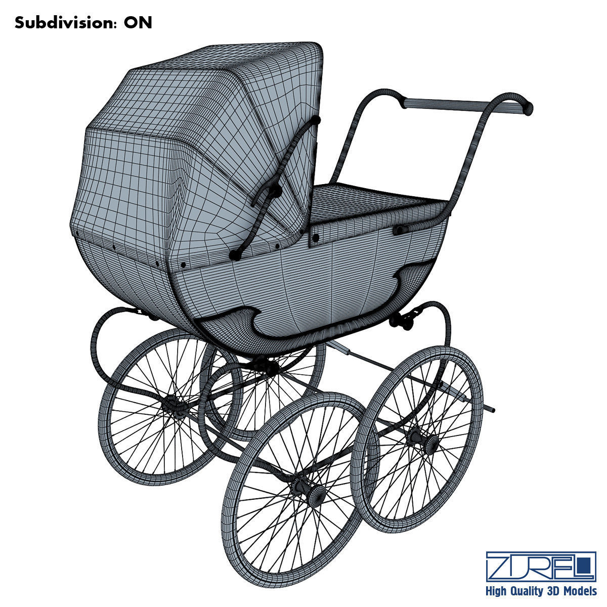 Pram retro 3D model_9