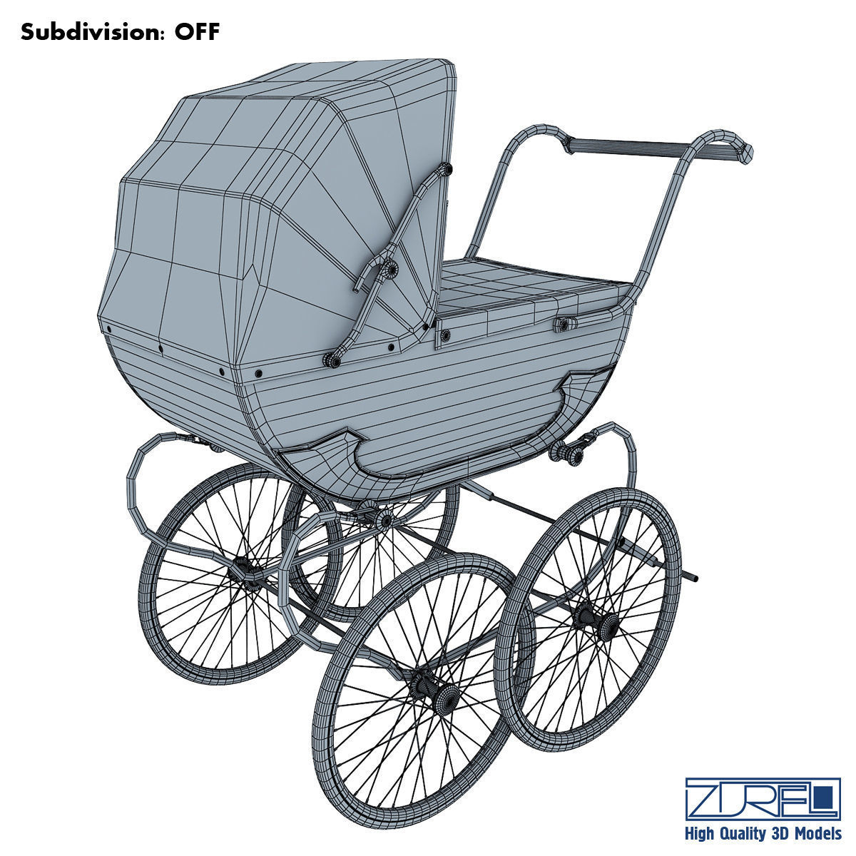Pram retro 3D model_10