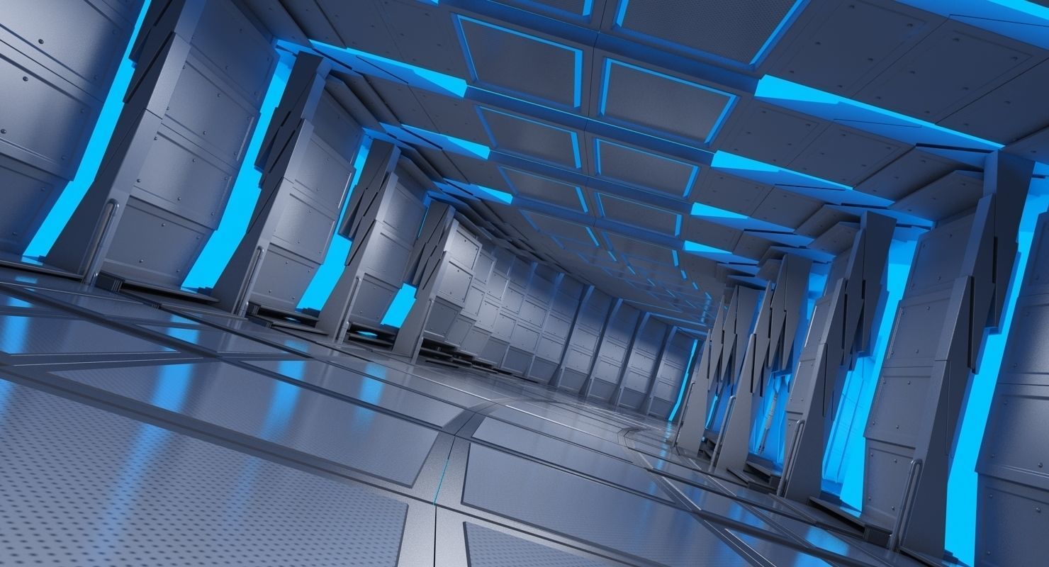 Futuristic Breathing Tunnel Curved Animated 3D model_7