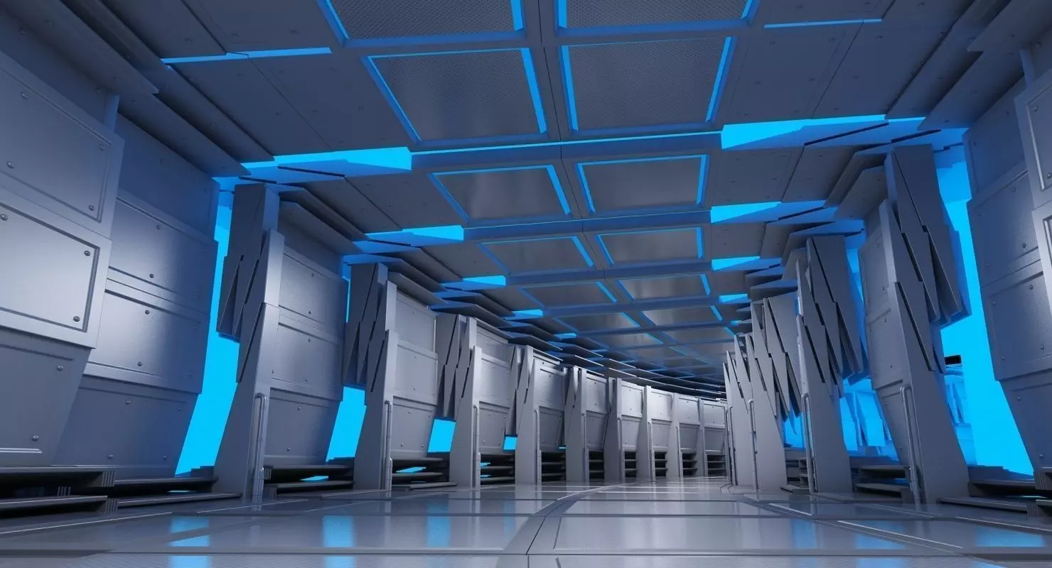 Futuristic Breathing Tunnel Curved Animated 3D model_0