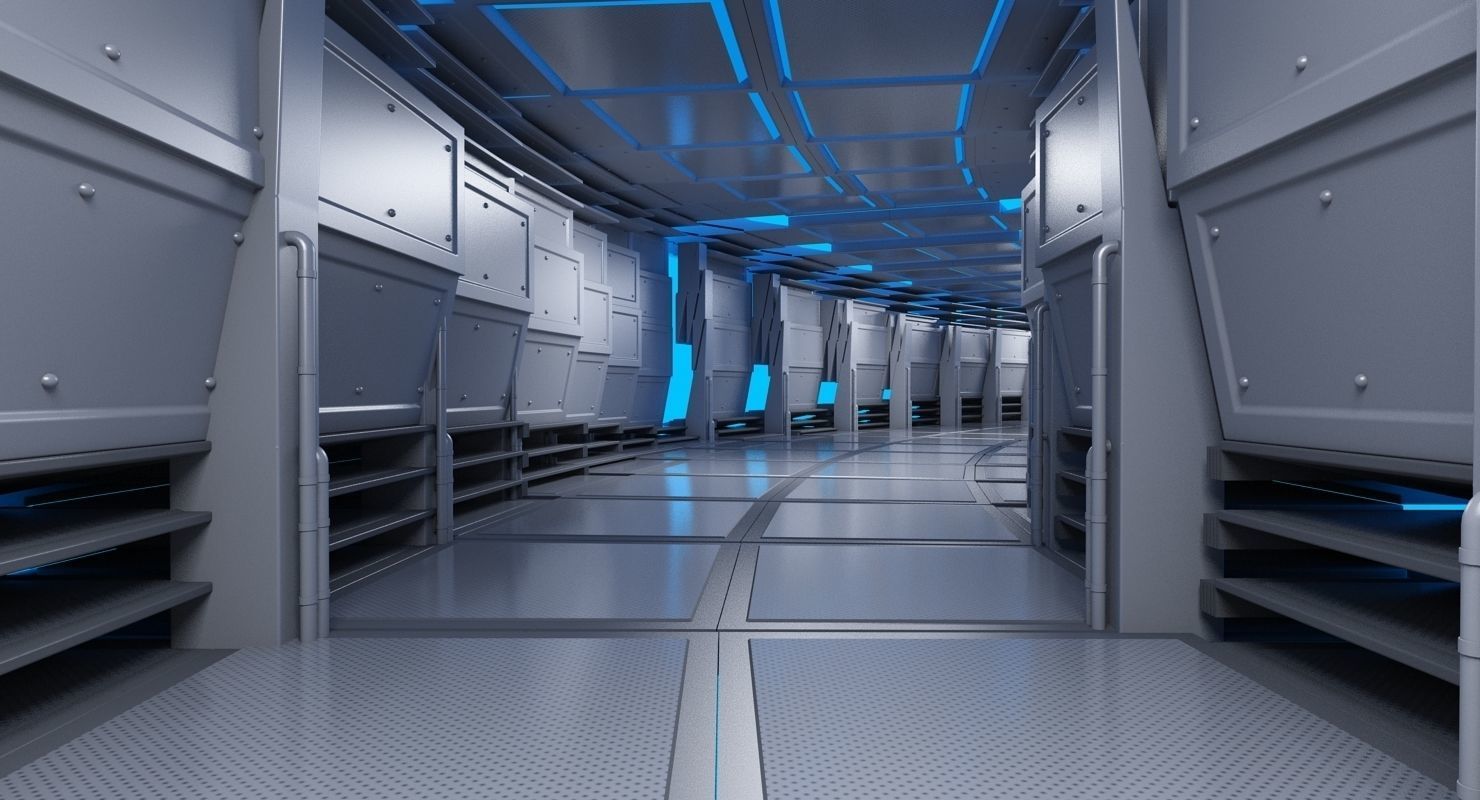 Futuristic Breathing Tunnel Curved Animated 3D model_1