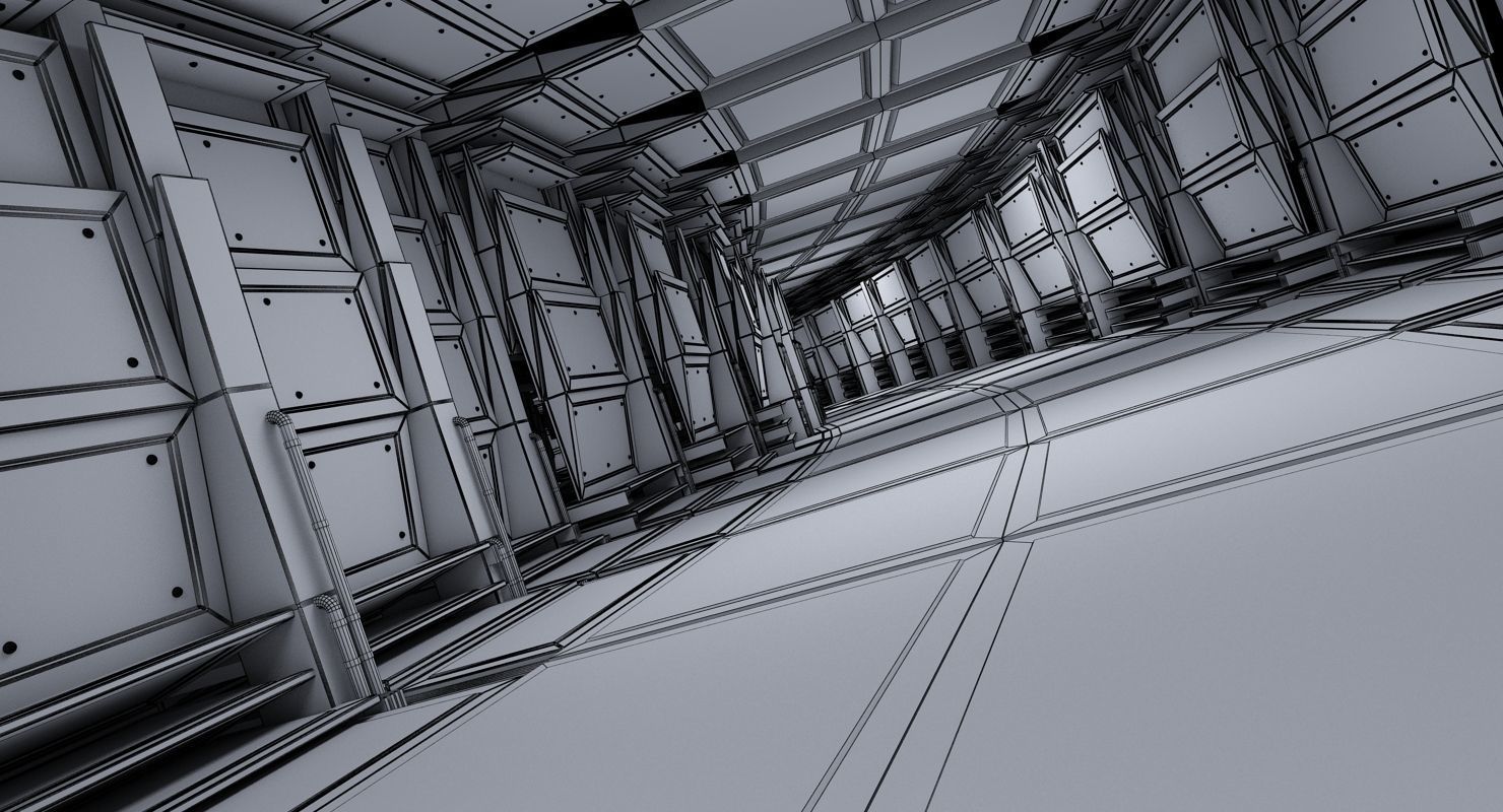 Futuristic Breathing Tunnel Curved Animated 3D model_8