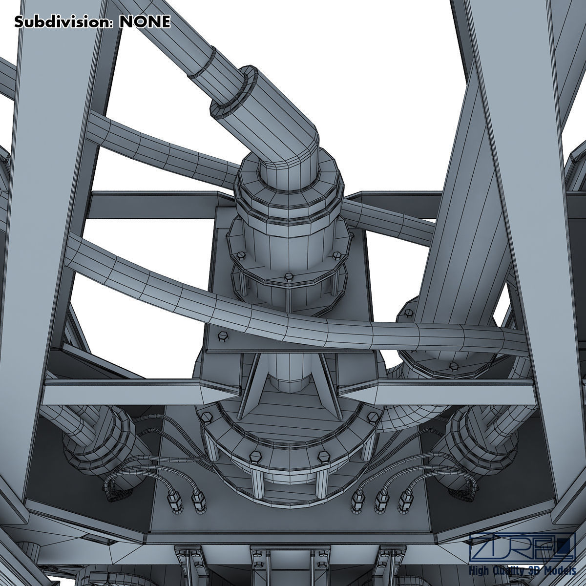 Drilling rig Low-poly 3D model_14