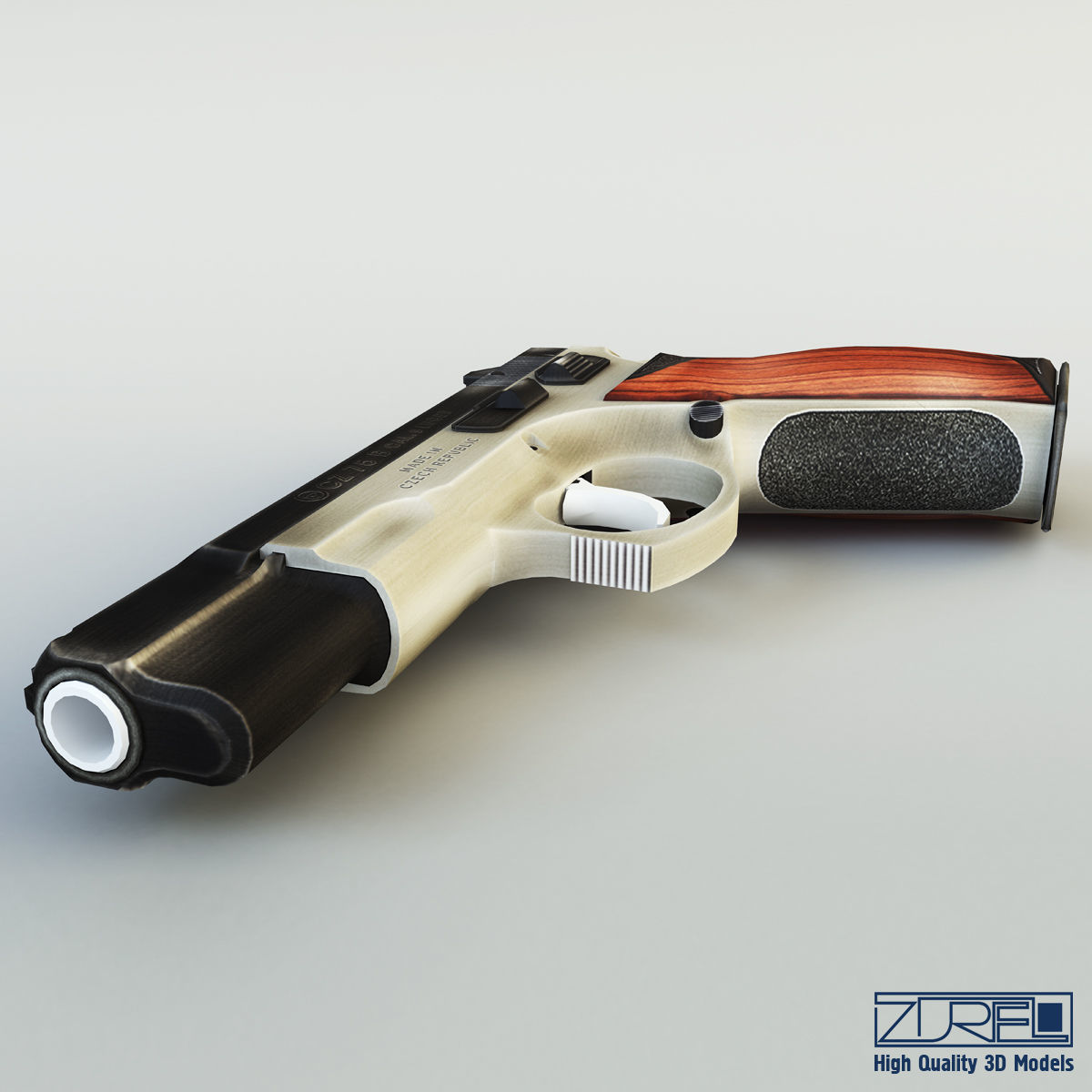 CZ 75 Low Poly v 1 Low-poly 3D model_2